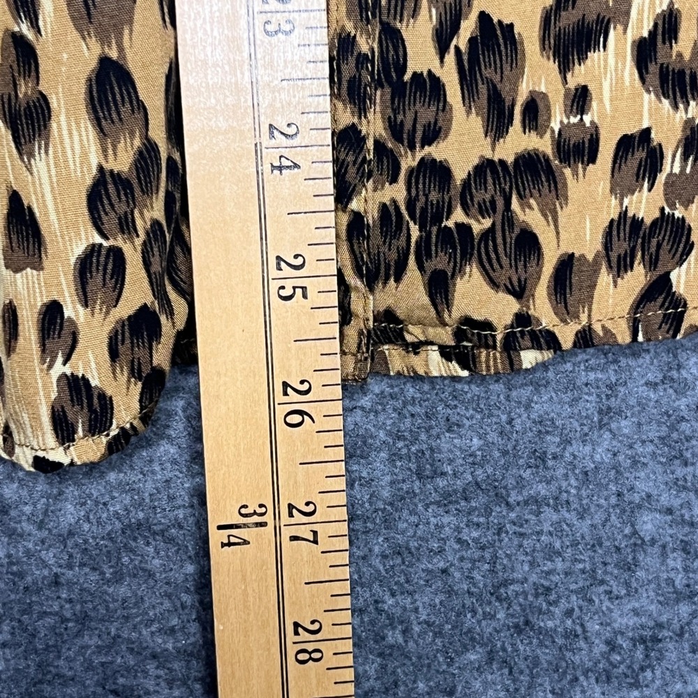Vintage Lizwear Petite Leopard Print Button Down Shirt Women Medium Rocker Retro - Picture 4 of 8